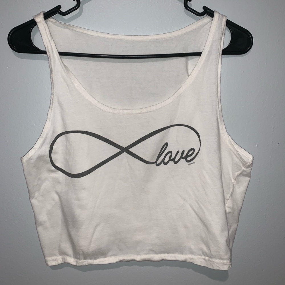 Brandy Melville White Infinity Love Cropped Tank